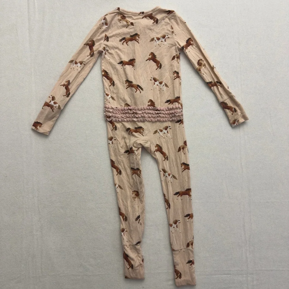 Angel Dear Long Sleeve Footie Zippy Jumpsuit 18-24‎ Months Horse Print Fold Over